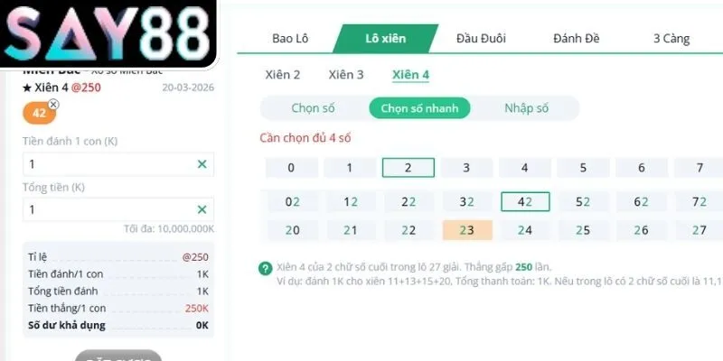 Xiên lô – Kết hợp nhiều số tại sảnh Lô Đề SAY88